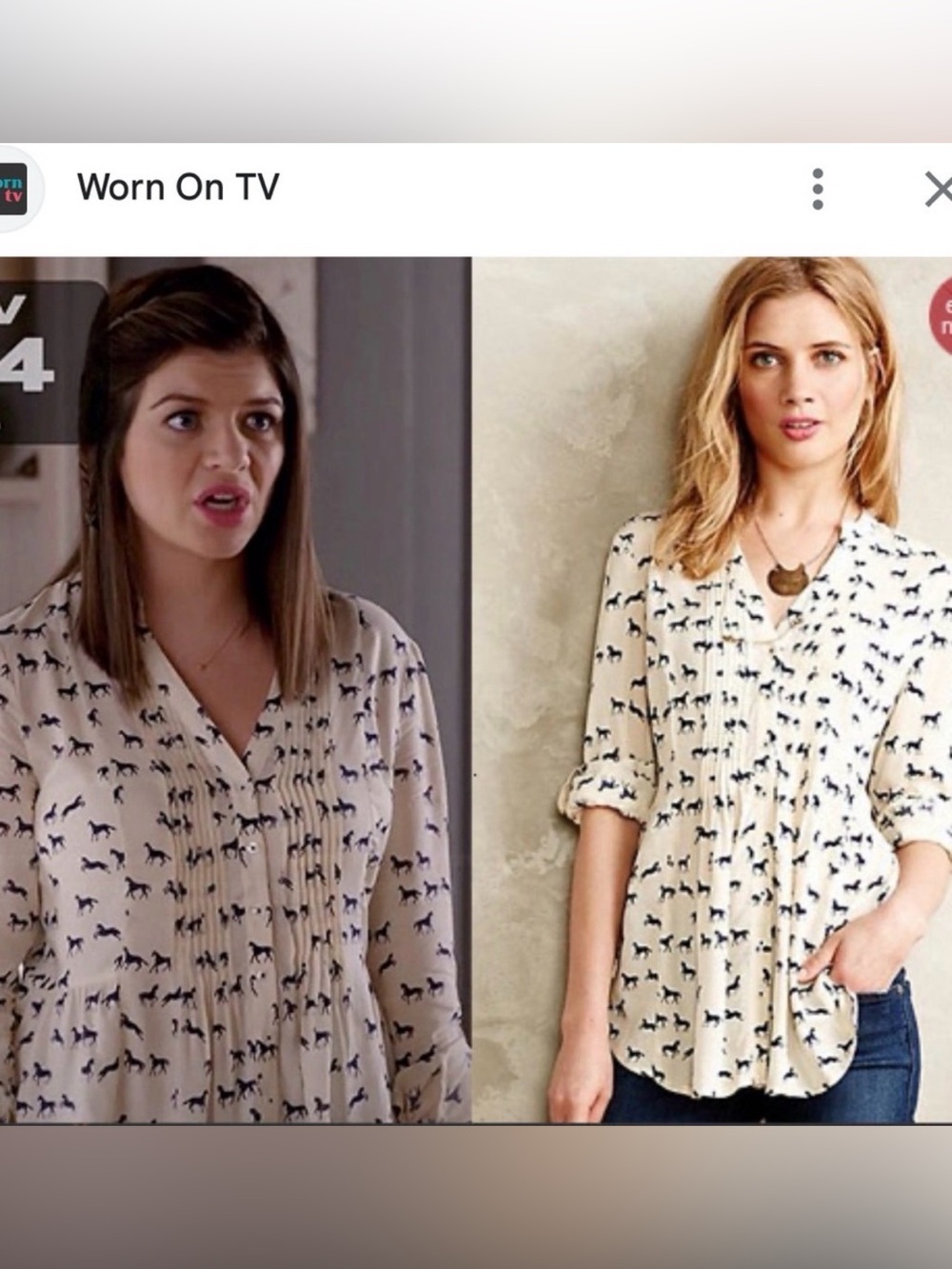Maeve Horse Print Blouse – Anthropologie – Size 10 (Fits Like Small)